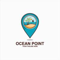 Ocean pin traveling logo design element vector