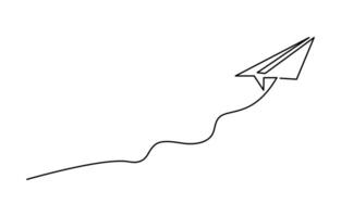 Continuous line drawing of paper plane, vector