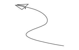 Continuous line drawing of paper plane, vector