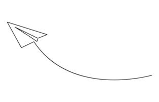 Continuous line drawing of paper plane, vector