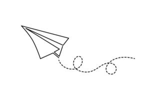 Continuous line drawing of paper plane, vector