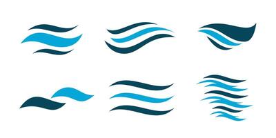 Set of water wave icon shape logo sea ocean isolated vector