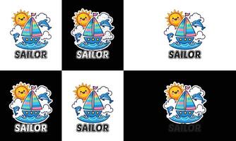 Hope these t-shirt designs will help grow your portfolio or be great for your t-shirt line, especially for sailors. vector