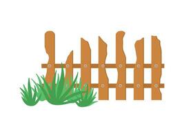 Wooden Fence with Bush Background vector