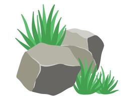 Stone Background with Grass Illustration vector