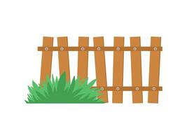 Wooden Fence with Grass Background vector