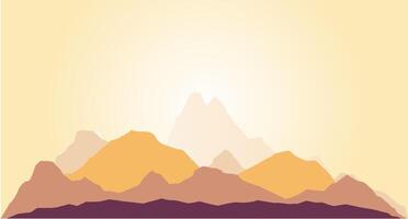 Rocky terrain natural landscape for scenery. Mountains and rising sun, sunset. Wild mountains and alpine peaks. Camping and hiking vector