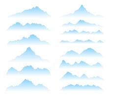 Silhouette mountains. Mountains sketch set. Blue mountains in the distance. Mountain Shapes For Logos vector