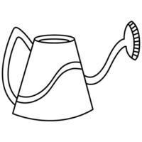 Outlined watering pot line art illustration graphic element. Outline drawing of watering pot container line art. vector