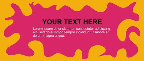 Abstract banner template of yellow curvy shape with pink background design. vector