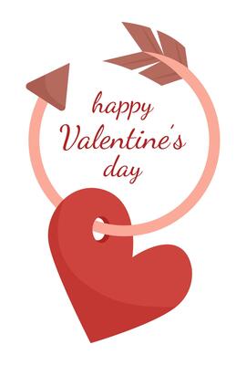 Heart pierced by an arrow. Symbols of Valentine's Day. illustration on a white background.