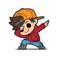 cute cool boy Dabbing Pose Cartoon illustration isolated white background vector