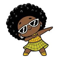 cute cool girl Dabbing Pose Cartoon illustration isolated white background vector