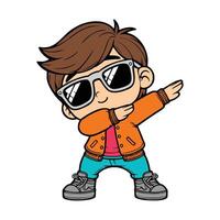 cute cool boy Dabbing Pose Cartoon illustration isolated white background vector