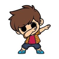 cute cool boy Dabbing Pose Cartoon illustration isolated white background vector