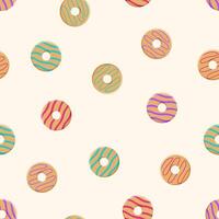 Seamless pattern of donut sets. illustration of sweet, dessert baking background. vector