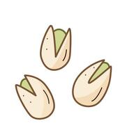 pistachos icono dibujos animados garabatear. ilustración de meriendas salado nueces en un caparazón, aislar en blanco. vector