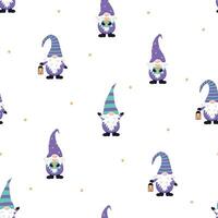 Seamless Pattern Funny gnomes set. illustration of a cartoon cute dwarf. vector