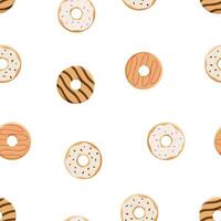 Seamless pattern of donut sets. illustration of sweet, dessert baking background. vector