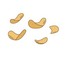 Potato chips cartoon doodle . Illustration of a crispy snack, isolate on white. vector