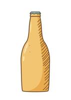 Glass bottle beer icon. illustration of a logo for a bar or pub. Single doodle sketch isolate on white. vector