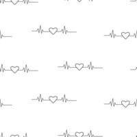 Seamless pattern of a cardiogram with a cartoon heart. illustration of background with a pulsating heart. vector