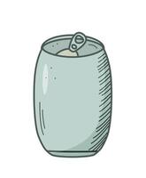 Tin can bottle beer icon. illustration of a logo for a bar or pub. Single doodle sketch isolate on white. vector