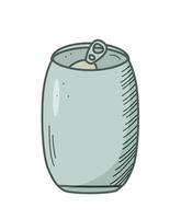 Tin can bottle beer icon. illustration of a logo for a bar or pub. Single doodle sketch isolate on white. vector