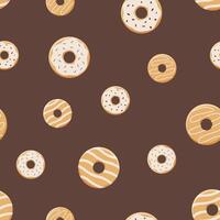 Seamless pattern of donut sets. illustration of sweet, dessert baking background. vector