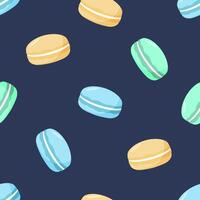 Seamless pattern with colorful macaroon cookies. background wallpaper sweet dessert. vector