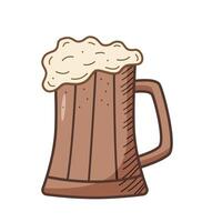 Glass beer mug with foam icon. illustration of a logo for a bar or pub. Single doodle sketch isolate on white. vector