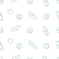 Seamless pattern with pills and capsules. illustration, medicine background, texture. vector