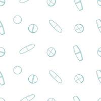 Seamless pattern with pills and capsules. illustration, medicine background, texture. vector