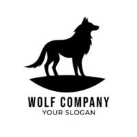 Wolf silhouette logo template isolated on white background vector