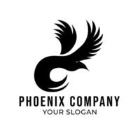 Phoenix silhouette logo template isolated on white background vector