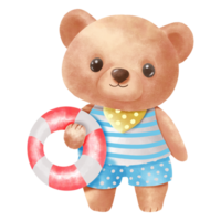 Baby bear holding a lifebuoy png