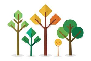 minimalista árbol formas colecciones colocar, plano ilustración vector