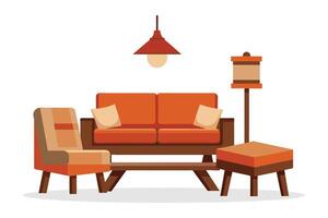 interior lounge furniture, flat illustration set vector