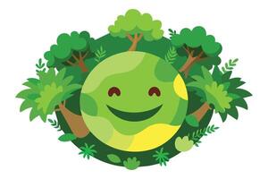 Smile concepts greenery trees jungles top view, flat illustration vector