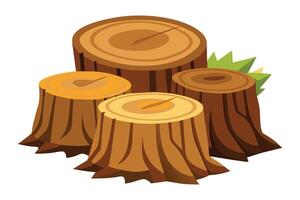 Hardwood trees stub, flat illustration. vector