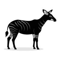 Okapi animal flat illustration on white background. vector