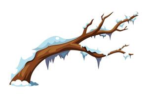 fragile limb trees woods cover by snowy, flat illustration. vector