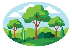 Ecology trees woods round circle illustraiton vector