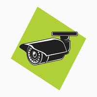 black CCTV icon - tube shaped CCTV with black lens - colored icon, symbol, cartoon logo for security system vector