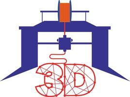 máquina para volumétrico 3d impresión con un letra y número 3d. en un blanco antecedentes. antecedentes excluido vector