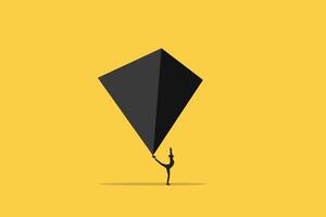 business woman balancing triangle. work life balance career opportunity symbol. Job opportunity and career. vector