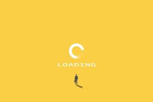 Businessman standing in front of loading circle to finish in deadline. Working project progress,achieve business success, accomplishment, ambition or career challenge, vector