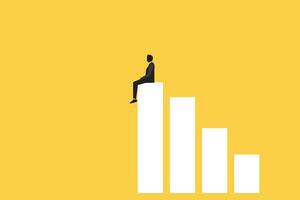 businesswoman sitting on bar graph. Financial market growth. The concept of success, financial growth, profit.Career or investment opportunity symbol. Financial market, stock exchange. vector