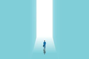 Business recruitment or hiring concept. Looking for talent. Business man standing in spotlight or searchlight looking for new career opportunities. Eps10 illustration. vector