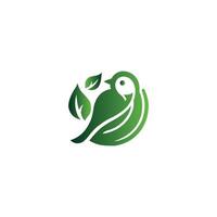 Simple bird leaf logo green natural leaf bird logo. flying bird leaves logo design template logo design vector